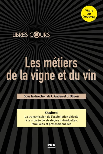  Chapitre 6 : La transmission de l’exploitation viticole à la croisée de stratégies individuelles, familiales et professionnelles - Christèle Assegond, Hélène Chazal, Charlène Rocafull, Françoise Sitnikoff - PUG