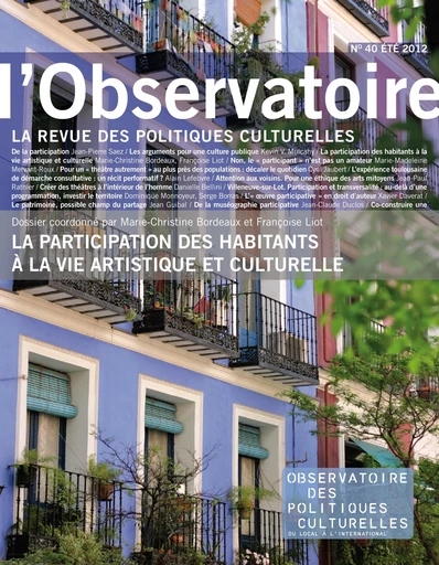 La participation des habitants à la vie artistique et culturelle -  - PUG et OPC